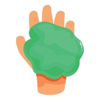 Child playing with a slime in hand vector