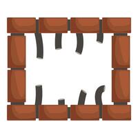 Broken brick wall with hanging wires creating empty square frame vector