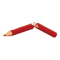 Red colored pencil broken in two pieces on white background vector
