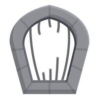 Medieval castle window with metal bars protecting a building vector