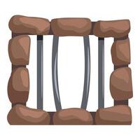Stone wall protecting metal bars creating secure window or gate vector