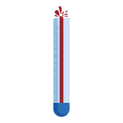 Medical thermometer exploding showing extremely high temperature