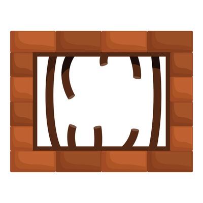 Broken prison bars and brick wall symbolizing freedom and escape