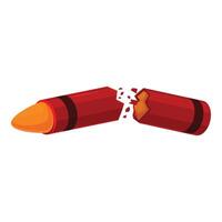 Red broken crayon splitting into two pieces vector