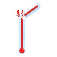 Exploding thermometer showing extremely high temperature vector