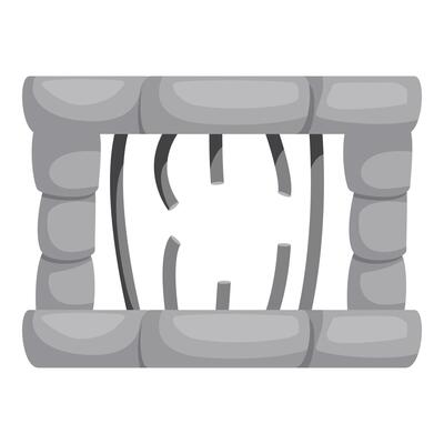 Broken prison bars behind stone wall allowing escape