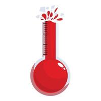 Exploding thermometer showing extremely high temperature measurement vector