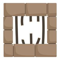 Prison window with broken bars allowing escape from jail vector