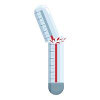 Broken thermometer showing extremely high temperature, conceptual illustration vector