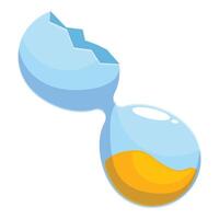 Broken eggshell hourglass measuring passing time with yellow sand vector