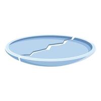 Broken plate showing a long crack dividing it into two pieces vector