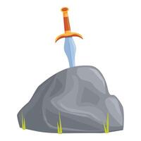 Legendary sword stuck in stone on white background vector