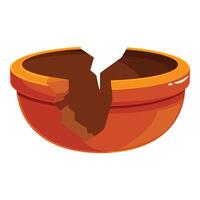 Broken empty terracotta pot isolated on white background vector