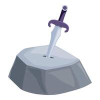 Magic sword piercing stone in fantasy setting vector