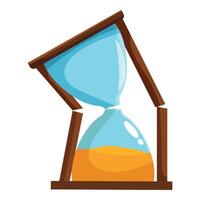 Broken hourglass showing time passing by with falling sand vector