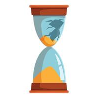 Broken hourglass showing passing time and cracks appearing vector