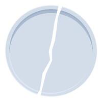 Broken plate splitting in two halves, symbolizing separation and loss vector