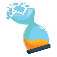 Broken hourglass showing time passing and shattering into pieces vector