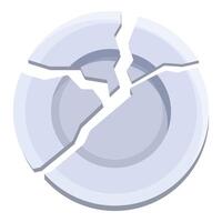 Broken plate splitting into many pieces symbolizing loss and disappointment vector