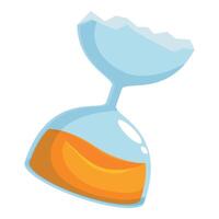 Broken hourglass with flowing orange sand illustrating time running out vector