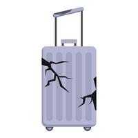 Broken gray suitcase showing cracks after mishandling during travel vector