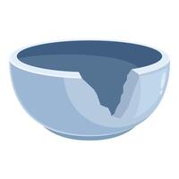 Broken empty ceramic bowl isolated on white background vector
