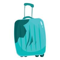 Broken cyan suitcase showing travel trouble and airport mishaps vector