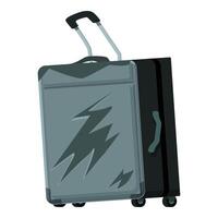 Two suitcases ready for traveling on wheels with handles extended vector
