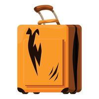 Orange suitcase showing signs of wear and tear with lightning bolt design vector