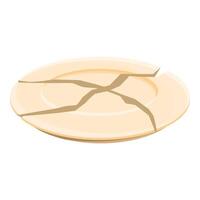 Broken plate symbolizing loss, end, and separation on white background vector
