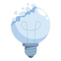 Broken lightbulb symbolizing lack of ideas and creativity issues vector