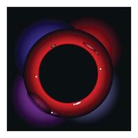 Red sphere with black hole floating in colorful space vector
