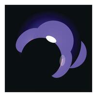 Glowing purple shape forming an abstract crescent moon on a dark background vector