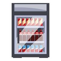 Refrigerator displaying refreshing beverages and cans in supermarket or store vector