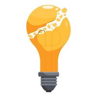 Broken light bulb showing lack of ideas and creativity vector