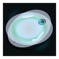 Glowing orb with orbiting satellite, abstract space illustration vector