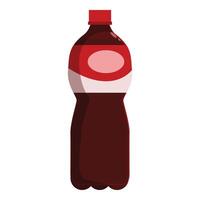 Plastic bottle containing sparkling soft drink with red label and cap vector