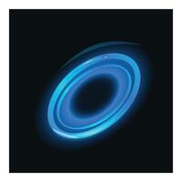 Bright blue oval strokes creating a futuristic portal on black background vector