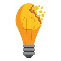 Broken light bulb symbolizing lost ideas and lack of innovation vector