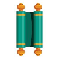 Green torah scroll with gold handles representing jewish history and tradition vector