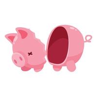 Broken piggy bank showing empty inside on white background vector