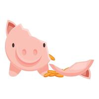 Broken piggy bank showing gold coins dropping out vector