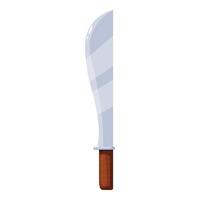 Large sharp kukri machete knife with wooden handle pointing upwards vector