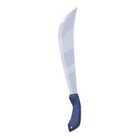Large sharp machete knife with blue handle pointing downward vector
