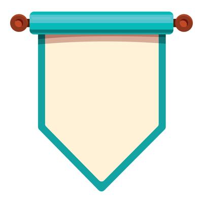 Blank pennant hanging with turquoise border and wooden sticks