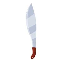 Large machete knife with wooden handle pointing downwards, ready for cutting vector