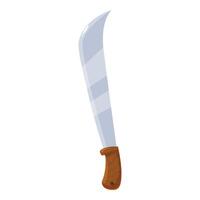 Large sharp machete with wooden handle pointing downward vector