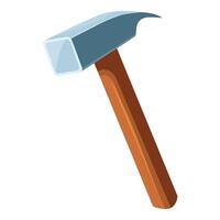 Claw hammer with wooden handle striking a surface vector