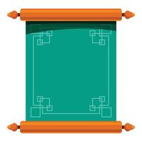 Green hanging scroll with wooden rollers displaying traditional asian design vector