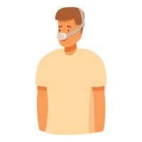 Patient using nasal cannula breathing oxygen, supporting respiratory function vector